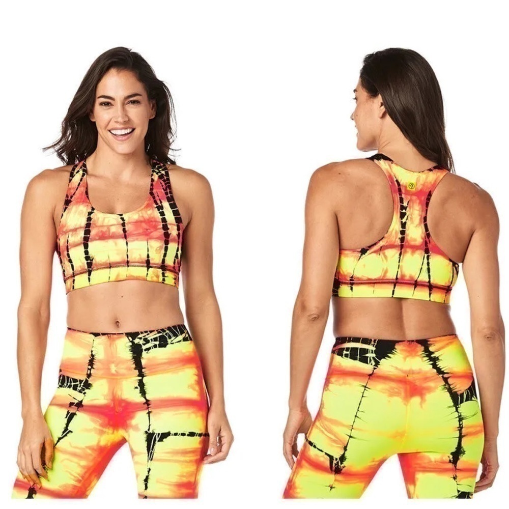 Zumba Tie Dye For Zumba Scoop Bra - Medium Oh Orange NWT